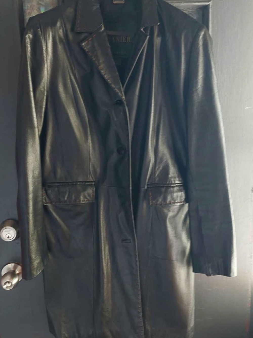 Danier Black Leather Button-Front Women's Coat